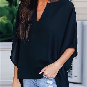 Short Sleeve V Neck Blouse